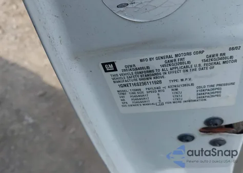 2003 Chevrolet Trailblazer Ext Lt from USA, damaged, VIN 1GNET16S236111928